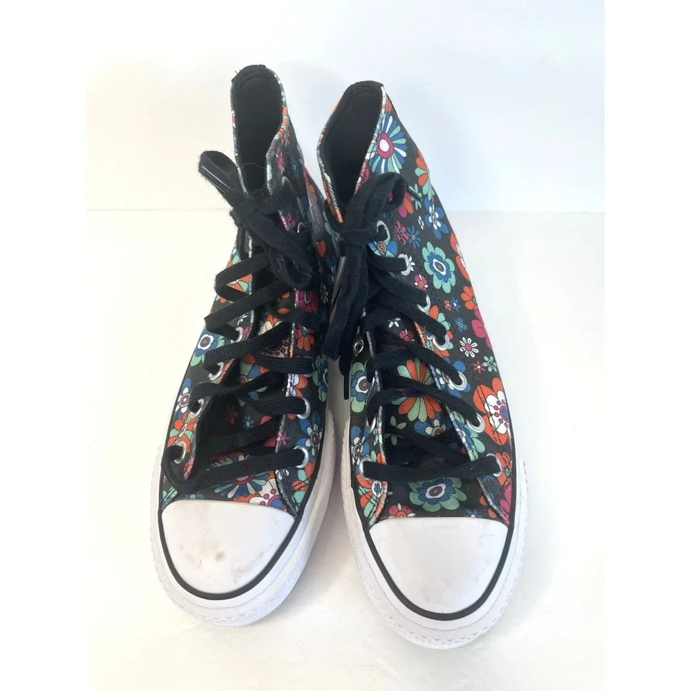Y2K Black Floral Converse Chuck Taylor All Star‎ Hi Lift Platform Sneaker Size 7